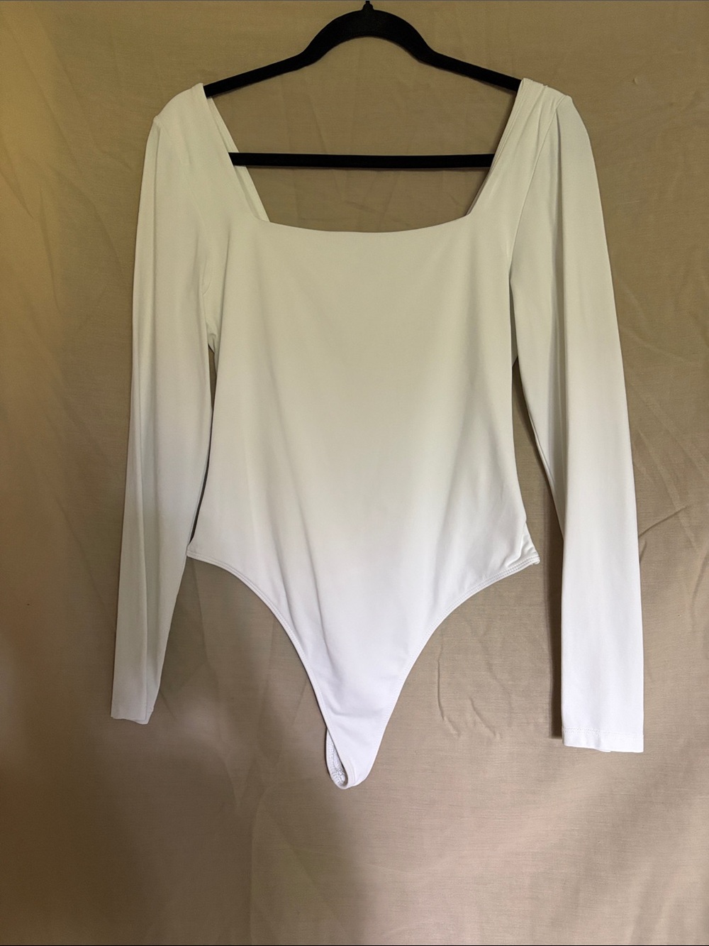 White Long-Sleeve Square Neck Bodysuit